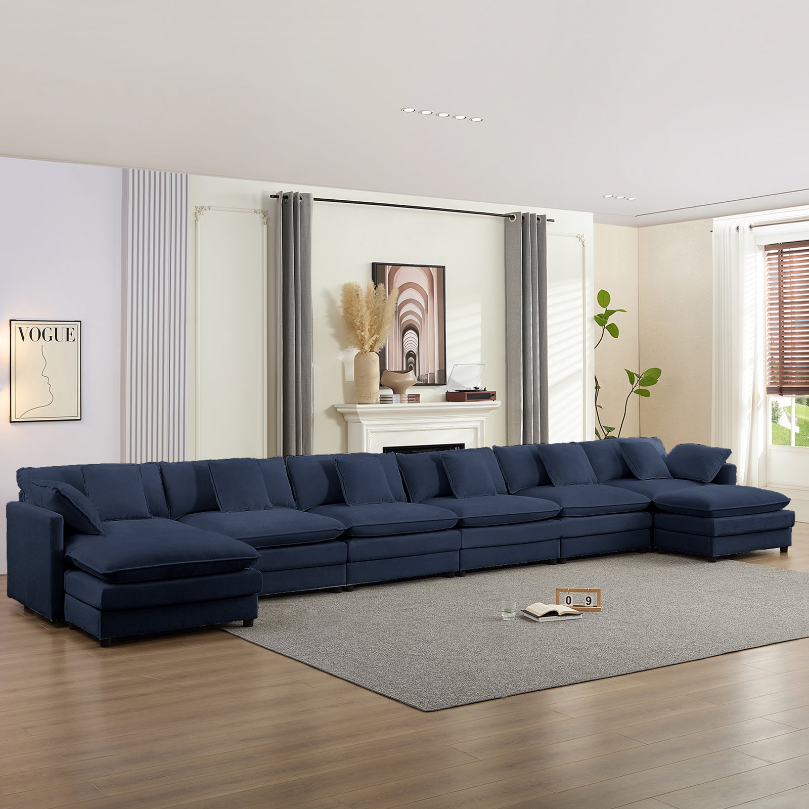 Puremind Modular Sectional Sofa with Movable Ottomans, 5-Seater U Shaped Comfy Cloud Couch for Living Room/Apartment