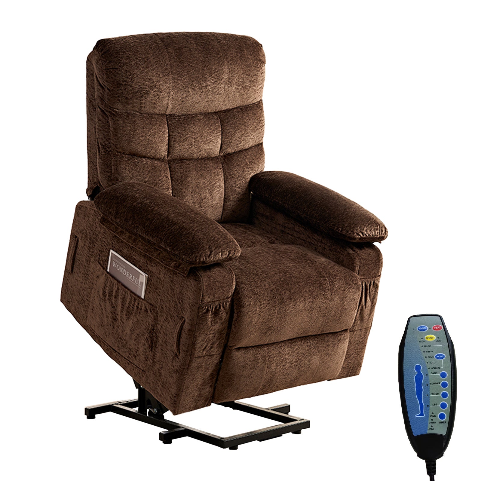 BALUS Oversized Power Lift Recliner with Dual Motor for Elderly, Velvet Arm Chair with Heat and Massage for Living Room
