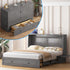 Puremind Queen Size Murphy Bed with Mattress Included, Cabinet Bed with USB Charging Ports and Drawer for Guest Room/Home/Office
