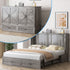 Puremind Queen Size Murphy Bed with Foldable Mattress, Cabinet Bed with Storage Drawer and Charging Ports, Murphy Bed Furniture for Bedroom/Office,