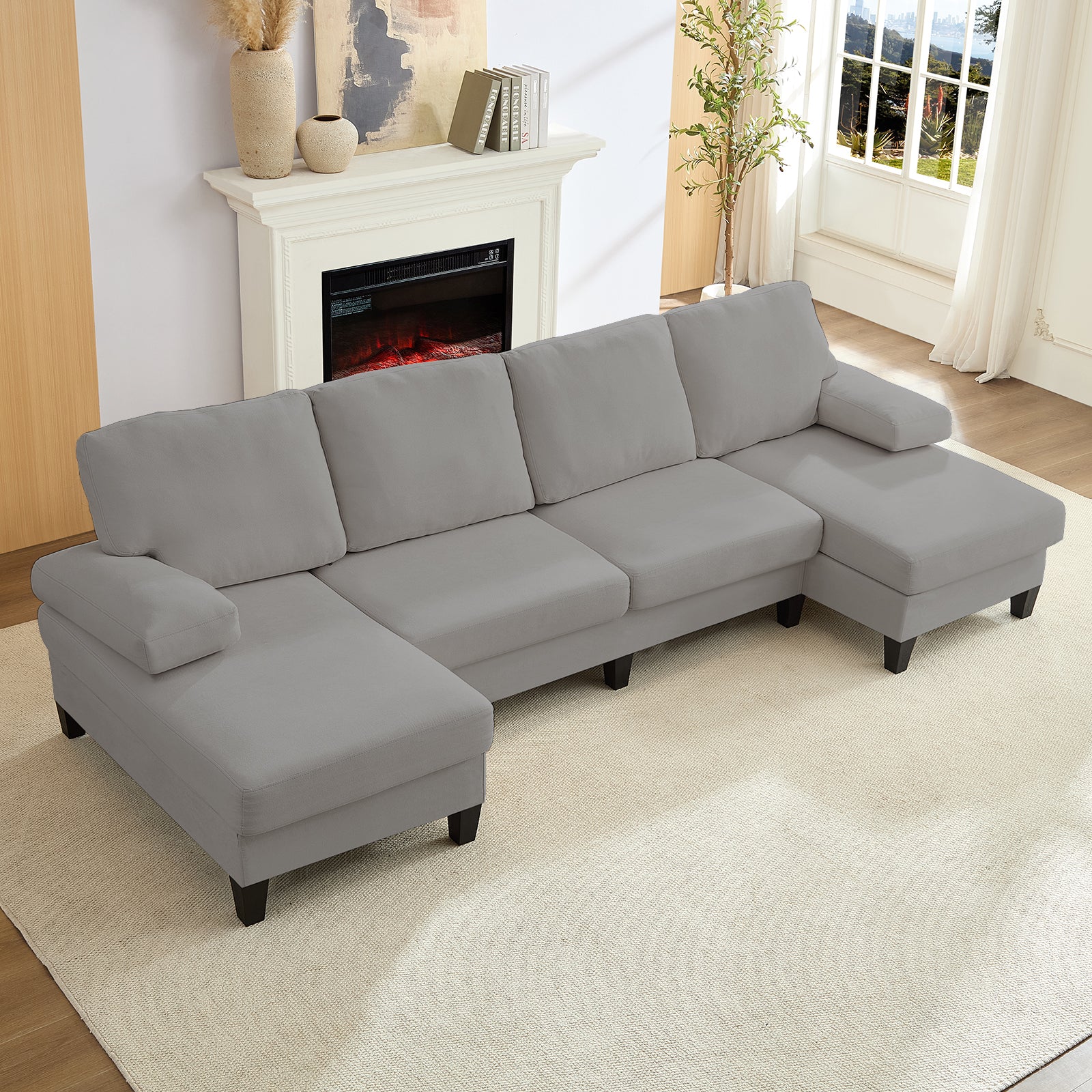 BALUS Convertible U/L Shape Sectional Sofa , Oversized 4 Seat Modular Couch for Living Room/ Apartment