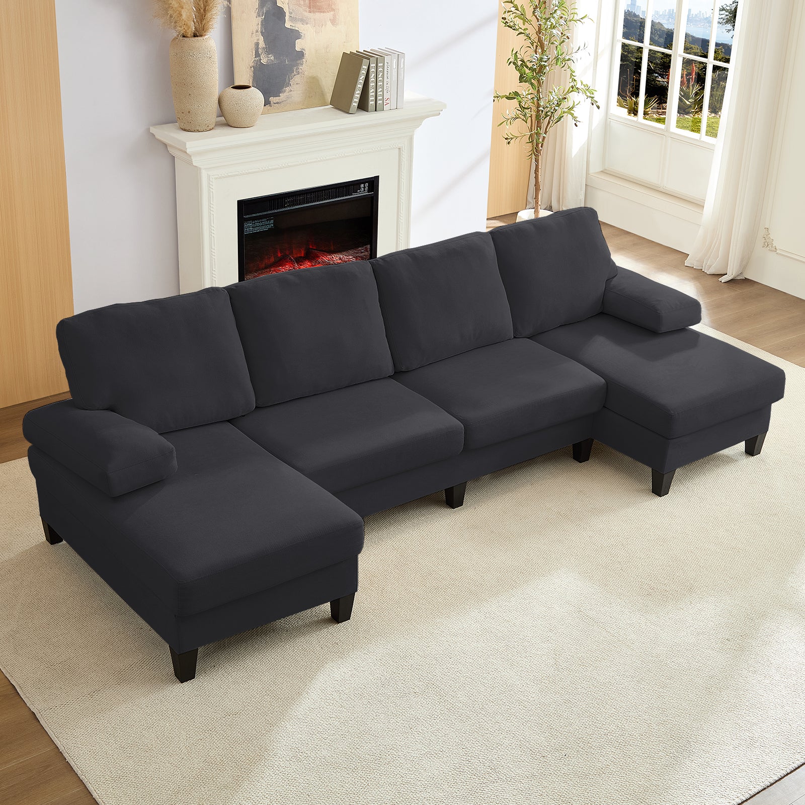 BALUS Convertible U/L Shape Sectional Sofa , Oversized 4 Seat Modular Couch for Living Room/ Apartment