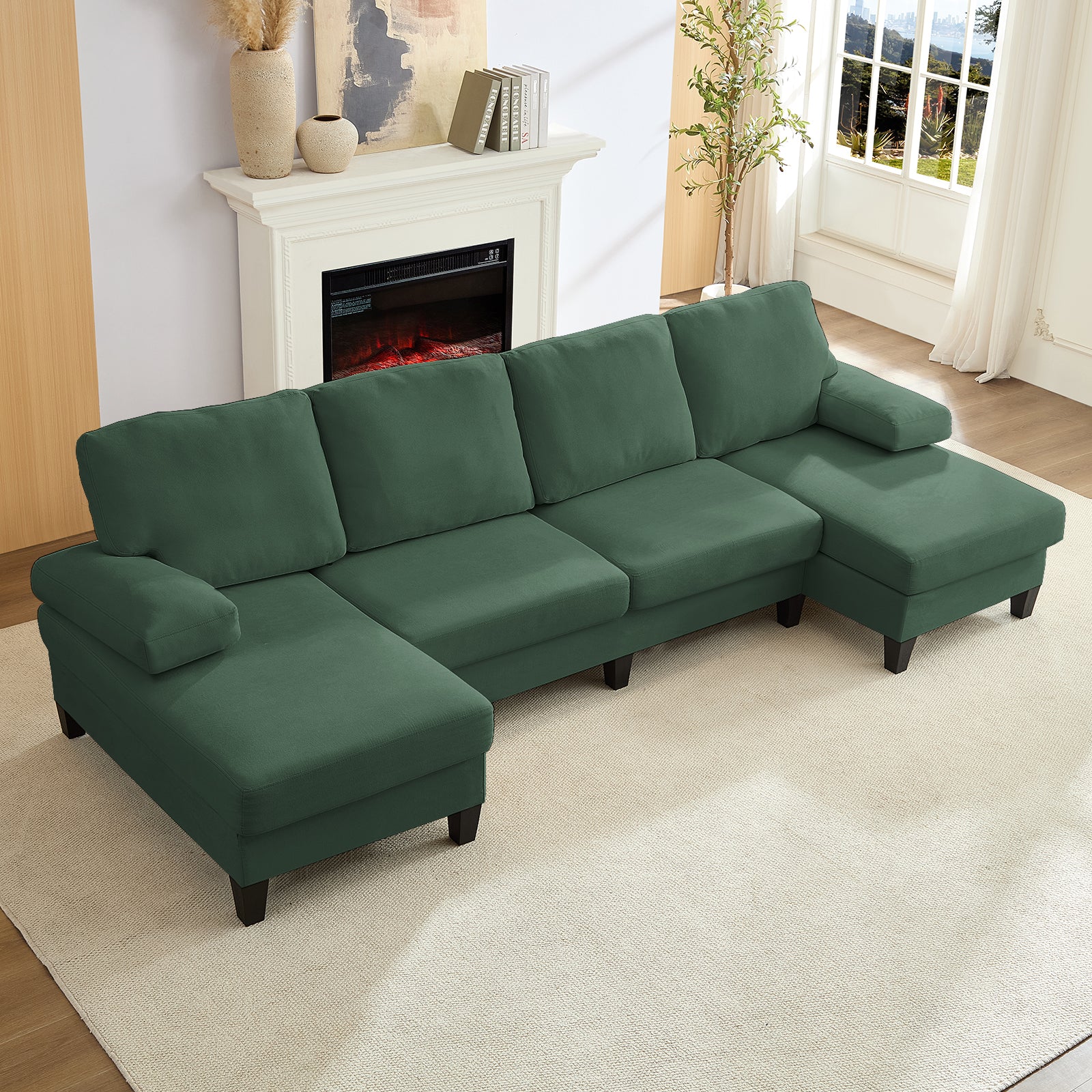 BALUS Convertible U/L Shape Sectional Sofa , Oversized 4 Seat Modular Couch for Living Room/ Apartment