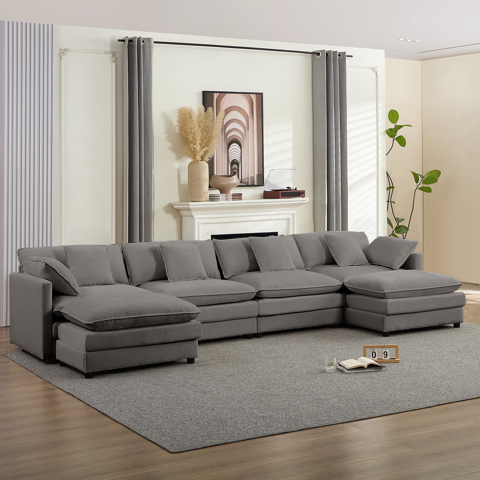 BALUS Convertible Modular Sofa with Ottoman, U Shaped Sectional Couch for Living Room, Apartment 5-Seat Mordern Couch
