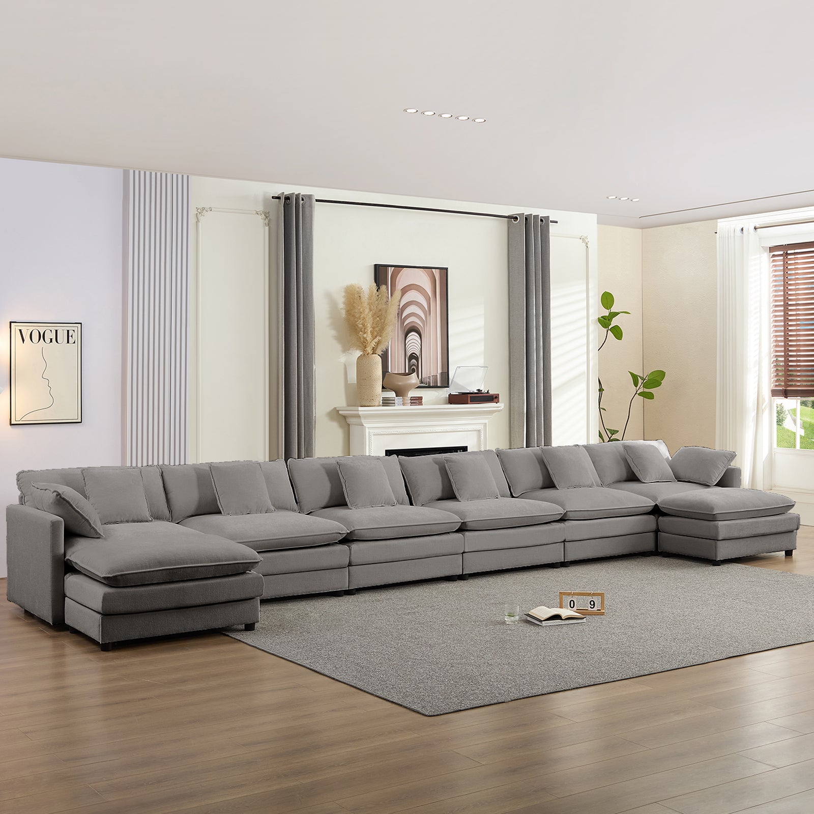 Puremind Modular Sectional Sofa with Movable Ottomans, 5-Seater U Shaped Comfy Cloud Couch for Living Room/Apartment