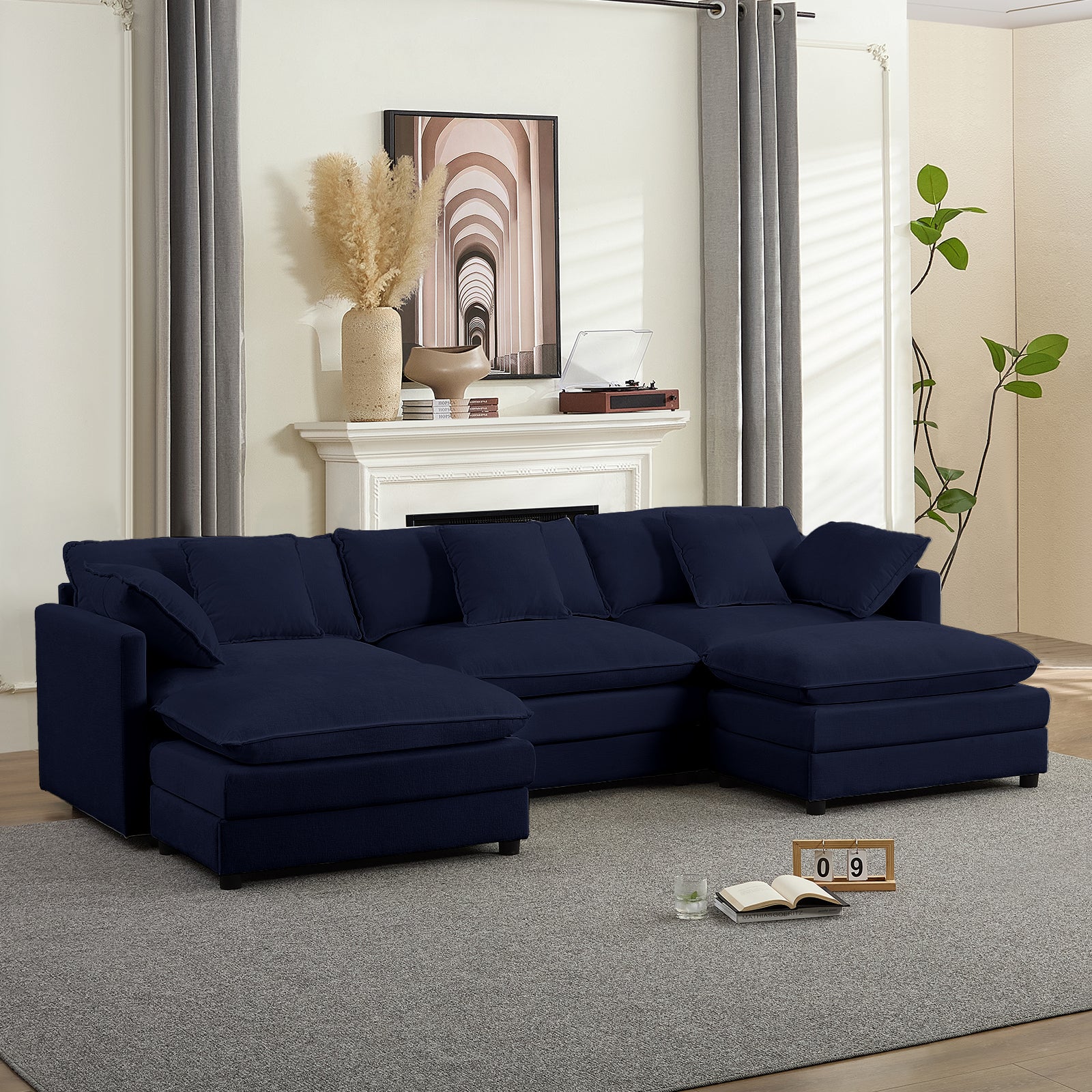 BALUS Convertible Modular Sofa with Ottoman, U Shaped Sectional Couch for Living Room, Apartment 5-Seat Mordern Couch