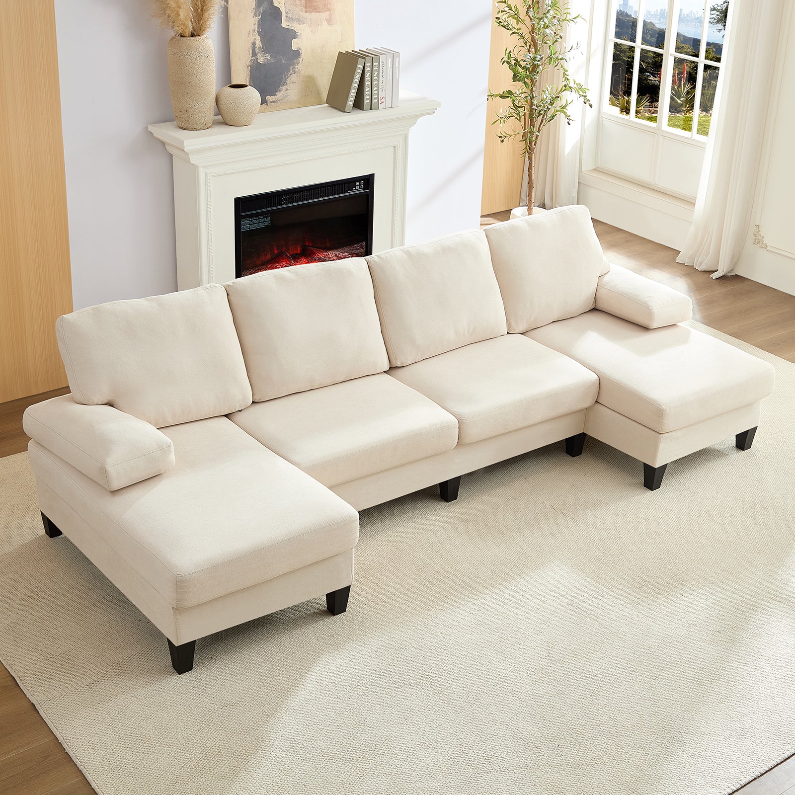 BALUS Convertible U/L Shape Sectional Sofa , Oversized 4 Seat Modular Couch for Living Room/ Apartment