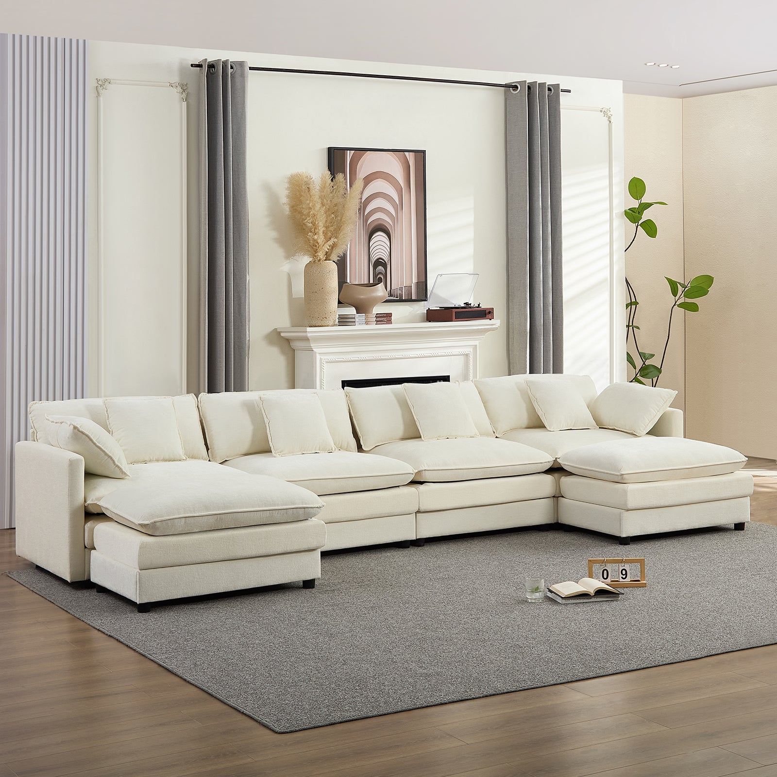 BALUS Convertible Modular Sofa with Ottoman, U Shaped Sectional Couch for Living Room, Apartment 5-Seat Mordern Couch