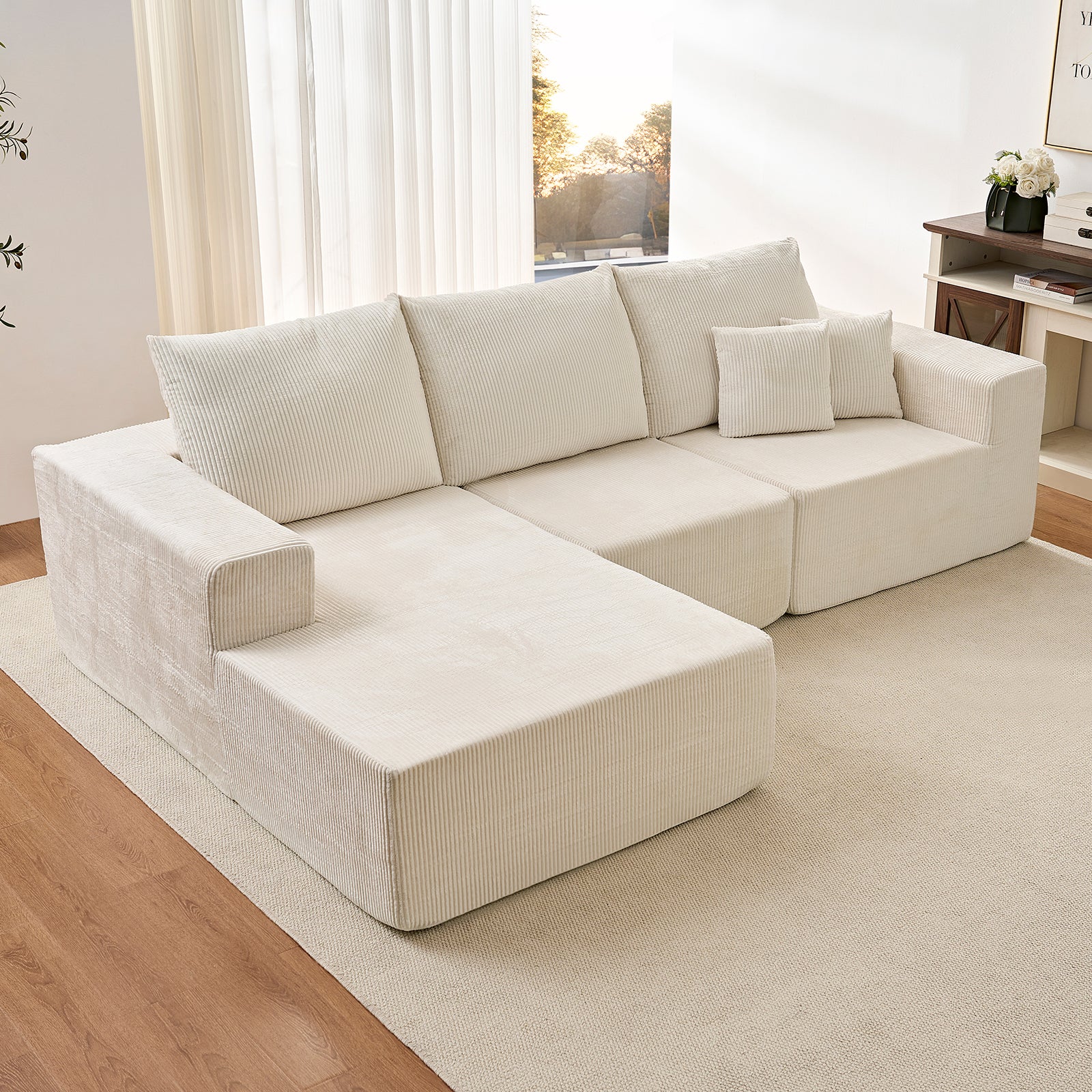 Puremind 108” Modular Sectional Sofa, Cloud Sectional Couch with Deep Seat, L-Shaped Sofa Couch with Chaise for Living Room/Apartment