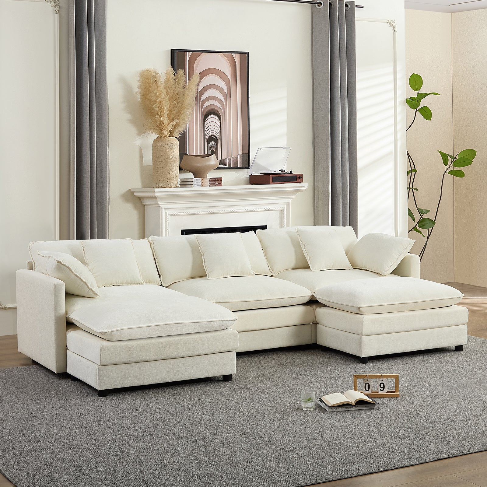 BALUS Convertible Modular Sofa with Ottoman, U Shaped Sectional Couch for Living Room, Apartment 5-Seat Mordern Couch