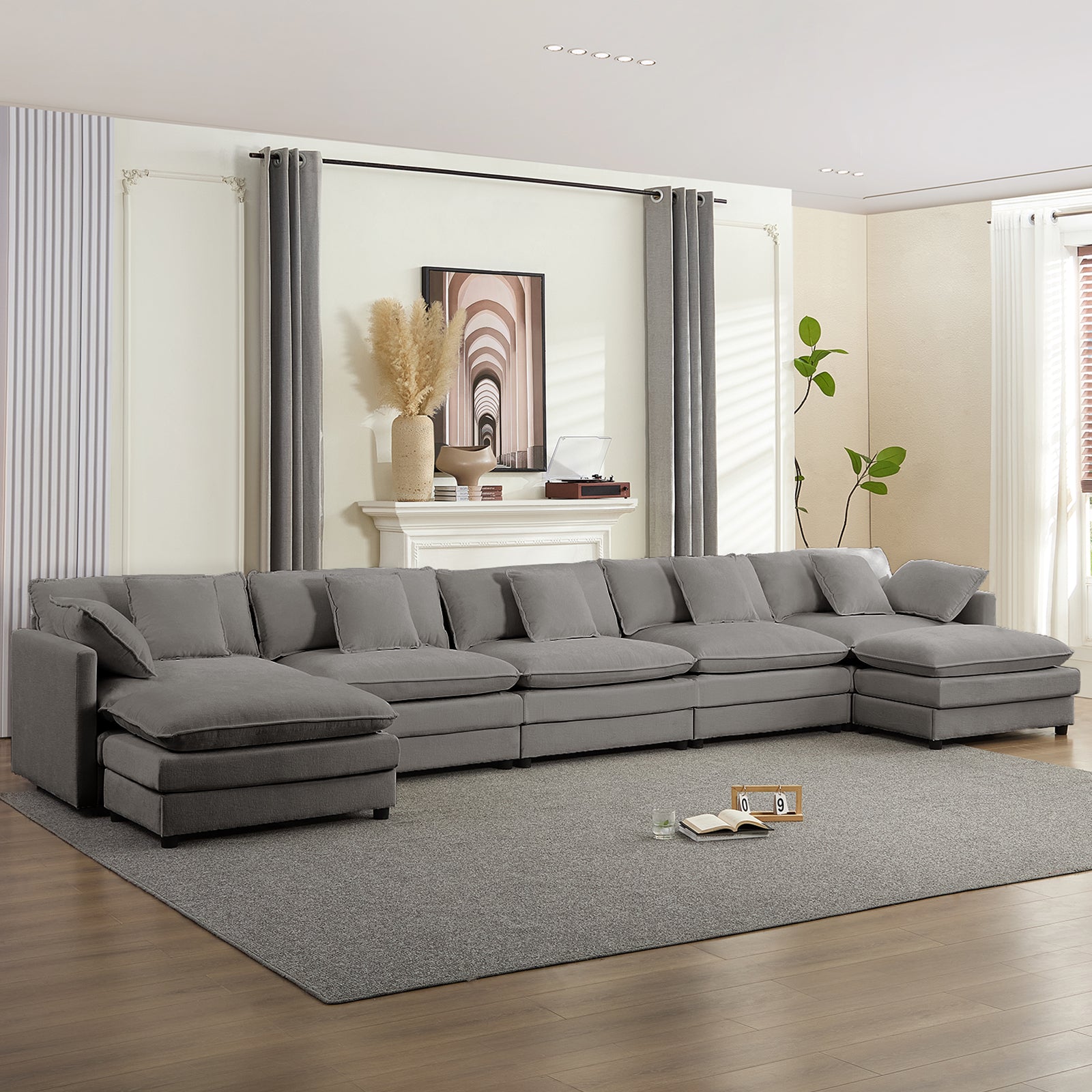 Puremind Modular Sectional Sofa with Movable Ottomans, 5-Seater U Shaped Comfy Cloud Couch for Living Room/Apartment