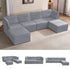 Puremind Modular Sectional Sofa with Movable Ottoman, Convertible U Shaped Couch, Linen 6 Seater Free Combination Sleeper Sofa for Living Room