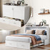 Puremind Solid Wood Murphy Bed, Queen Size Cabinet Bed with Charging Port and Storage Drawer for Guest Room/Home/Office