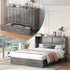 Puremind Solid Wood Murphy Bed, Queen Size Cabinet Bed with Charging Port and Storage Drawer for Guest Room/Home/Office