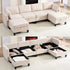Puremind 6 Piece Modular Sectional Sofa with Storage, U/L Shaped Sectional Couch with Movable Ottoman, Convertible Sleeper Sofa for Living Room/Apartment