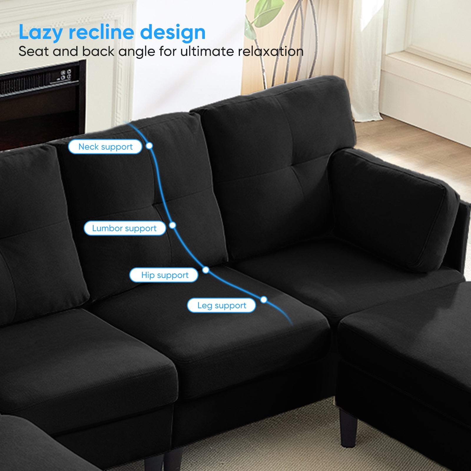 Puremind Modular Sectional Sofa, Modern U Shaped Sofa Couches with Movable Ottoman, 4 Seater Sofa for Living Room/Apartment