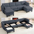 Puremind 6 Piece Modular Sectional Sofa with Storage, U/L Shaped Sectional Couch with Movable Ottoman, Convertible Sleeper Sofa for Living Room/Apartment