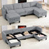 Puremind 6 Piece Modular Sectional Sofa with Storage, U/L Shaped Sectional Couch with Movable Ottoman, Convertible Sleeper Sofa for Living Room/Apartment