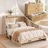Puremind Queen Size Rattan Murphy Bed with Mattress, Hideaway Cabinet Bed with Charging Port and Storage Drawer for Home/Office