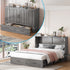 BALUS Solid Wood Queen Murphy Chest Bed with Storage & Charging Station, Convertible Wall Bed into Cabinet for Apartment/Bedroom/Livingroom