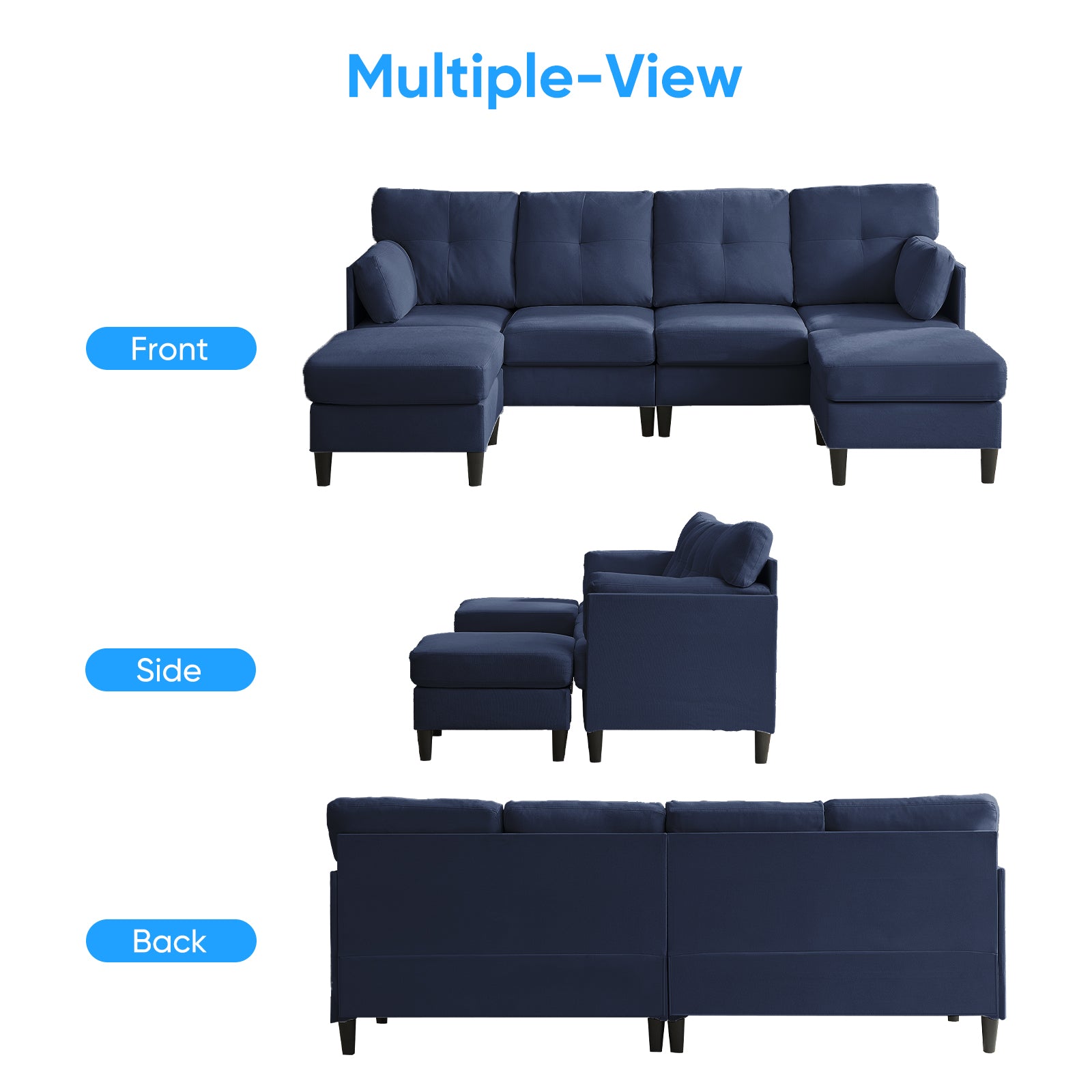 BALUS Convertible U/L Shape Sectional Sofa , Oversized 4 Seat Modular Couch for Living Room/ Apartment