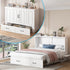 BALUS Solid Wood Queen Murphy Chest Bed with Storage & Charging Station, Convertible Wall Bed into Cabinet for Apartment/Bedroom/Livingroom