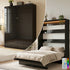 Puremind Murphy Bed with LED Lights, Hidden Murphy Wall Bed with Gas-Lift, Cabinet Bed for Bedroom/Guest Room, Without Mattress