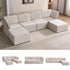 Puremind Modular Sectional Sofa with Movable Ottoman, Convertible U Shaped Couch, Linen 6 Seater Free Combination Sleeper Sofa for Living Room