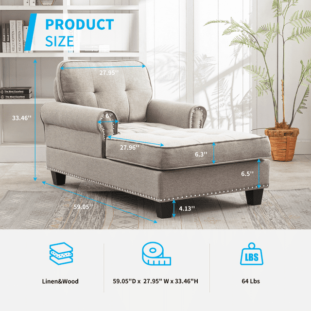 Cecer Modern Sleeper Chair, Durable & Cozy Linen Sofa Bed, Chaise Lounge for Small Space, Living Room