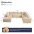 ZAFLY 140" U Shaped Modular Sectional Sofa, Corduroy Cloud Couch with Deep Seat, Oversized Sectionals for Living Room,