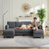 ZAFLY U Shaped Sectional Sofa with Movable Ottoman, Corduroy Sectionals for Living Room