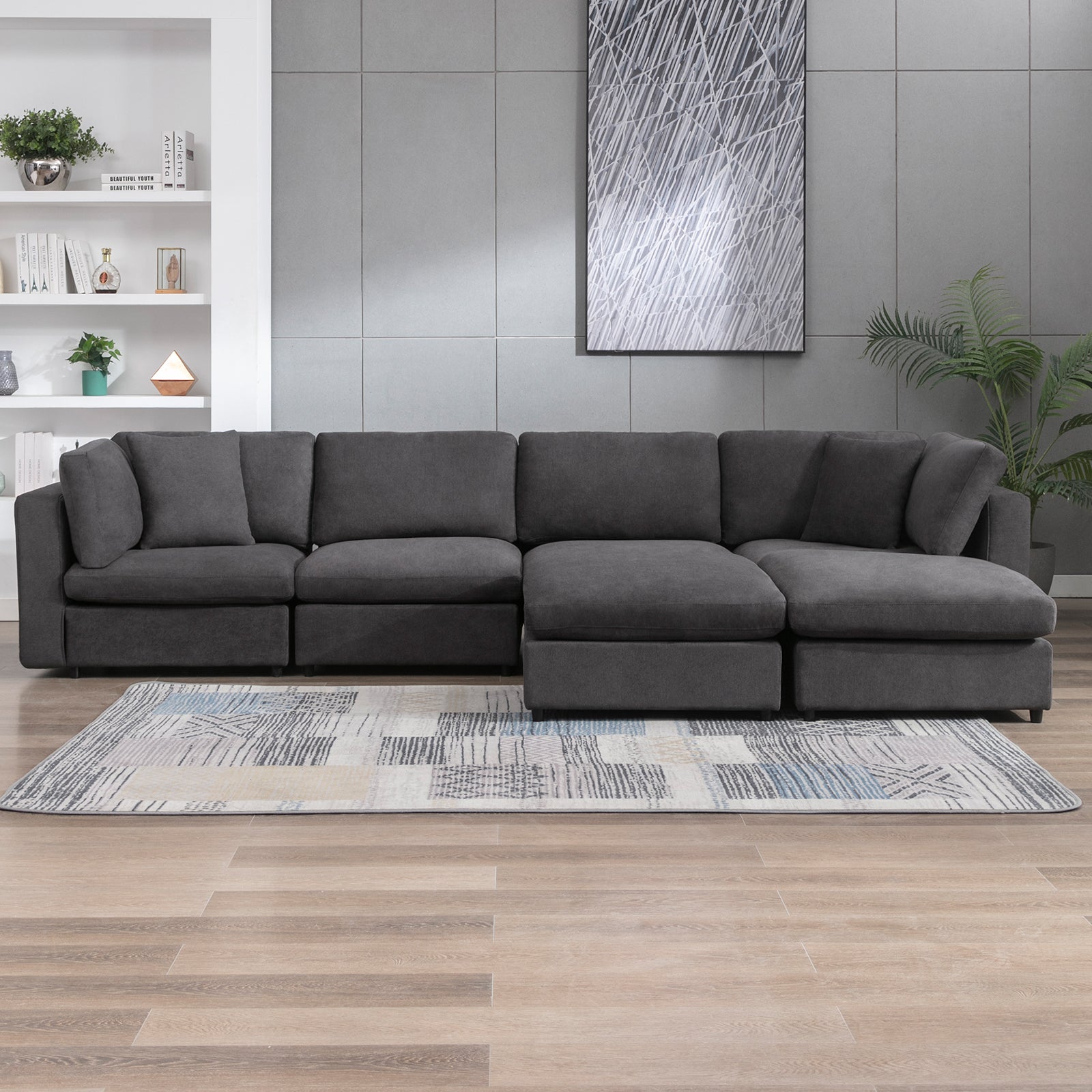 Modern Convertible Sectional Sofa Set