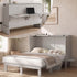Puremind Murphy Bed with Mattress & Desk, Hideaway Wall Bed with Charging Port, Folding Cabinet Bed for Home/Small Space