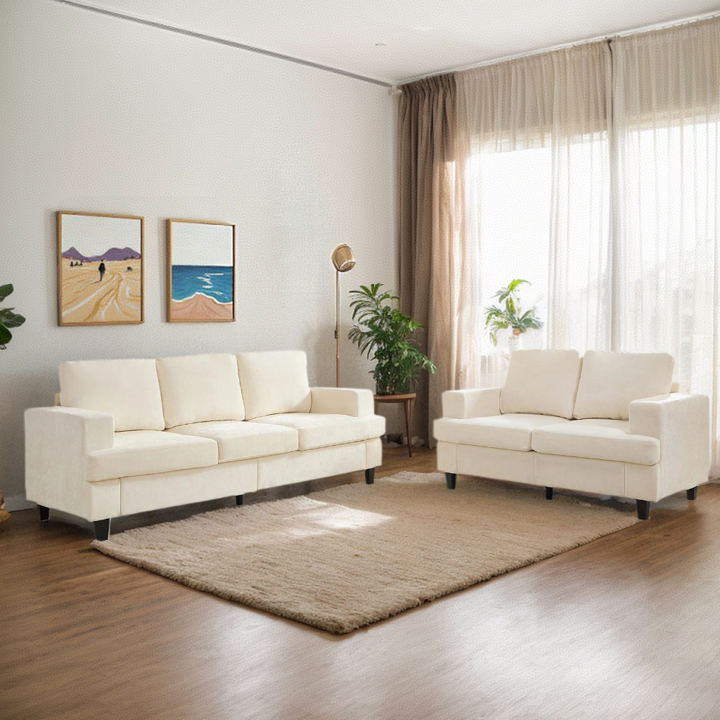 Puremind Sofa and Loveseat Set for Living Room, 2 Piece Sectional Sofa Set, Living Room Furniture Sets, Chenille Upholstered Sofa and Couch