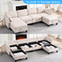 Puremind 6 Piece Modular Sectional Sofa with Storage, U/L Shaped Sectional Couch with Movable Ottoman, Convertible Sleeper Sofa for Living Room/Apartment