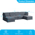 Puremind Modular Sectional Sofa with Movable Ottoman, Convertible U Shaped Couch, Linen 6 Seater Free Combination Sleeper Sofa for Living Room