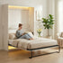 Puremind Murphy Bed with LED Lights, Hidden Murphy Wall Bed with Gas-Lift, Cabinet Bed for Bedroom/Guest Room, Without Mattress