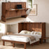 Puremind Murphy Bed with Mattress & Desk, Hideaway Wall Bed with Charging Port, Folding Cabinet Bed for Home/Small Space
