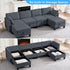 Puremind 6 Piece Modular Sectional Sofa with Storage, U/L Shaped Sectional Couch with Movable Ottoman, Convertible Sleeper Sofa for Living Room/Apartment
