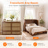 Puremind Queen Size Rattan Murphy Bed with Mattress, Hideaway Cabinet Bed with Charging Port and Storage Drawer for Home/Office
