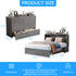 Puremind Solid Wood Murphy Bed, Queen Size Cabinet Bed with Charging Port and Storage Drawer for Guest Room/Home/Office