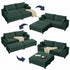 ZAFLY 85” Black Sectional Sofa with Chaise, Oversized Loveseat Deep Seat Couch, Corduroy Sleeper Sofa for Small Spaces/Apartment
