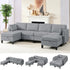 Puremind 6 Piece Modular Sectional Sofa with Storage, U/L Shaped Sectional Couch with Movable Ottoman, Convertible Sleeper Sofa for Living Room/Apartment