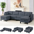 Puremind 6 Piece Modular Sectional Sofa with Storage, U/L Shaped Sectional Couch with Movable Ottoman, Convertible Sleeper Sofa for Living Room/Apartment