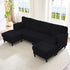 Puremind U Shaped Sofa with 2 Movable Ottomans, Corduroy Modular Sectional Couch for Living Room/Apartment