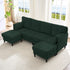 Puremind U Shaped Sofa with 2 Movable Ottomans, Corduroy Modular Sectional Couch for Living Room/Apartment