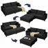 ZAFLY 85” Black Sectional Sofa with Chaise, Oversized Loveseat Deep Seat Couch, Corduroy Sleeper Sofa for Small Spaces/Apartment