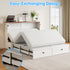 Puremind Queen Size Murphy Bed with Mattress, Murphy Cube Cabinet Bed with USB Charging Station and Large Storage Drawer, Murphy Chest Bed for Guest Room/Home/Office