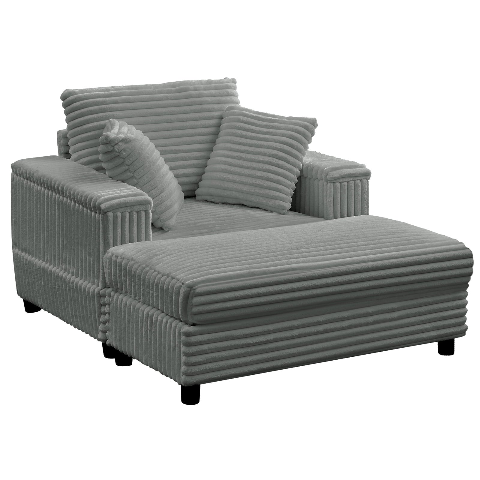 Mjkone Oversized Accent Chair with Ottoman for Living Room, Single Indoor Lounge Sofa Armchair with Storage Armrests,