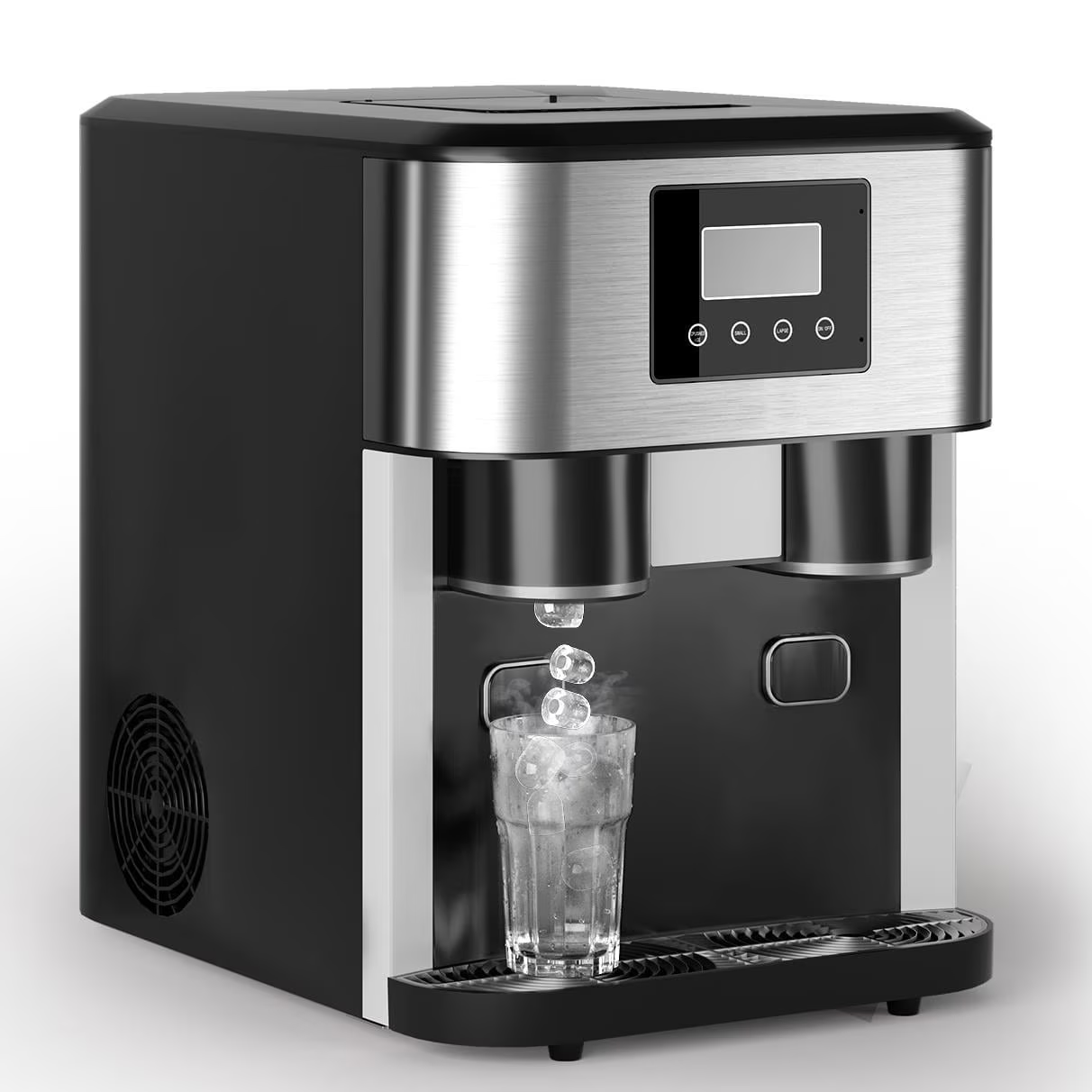 TABU 3 in 1 Ice Maker with Water Dispenser,40 lbs/24H,Ice Machine with Ice Crushing,Self Cleaning,Black